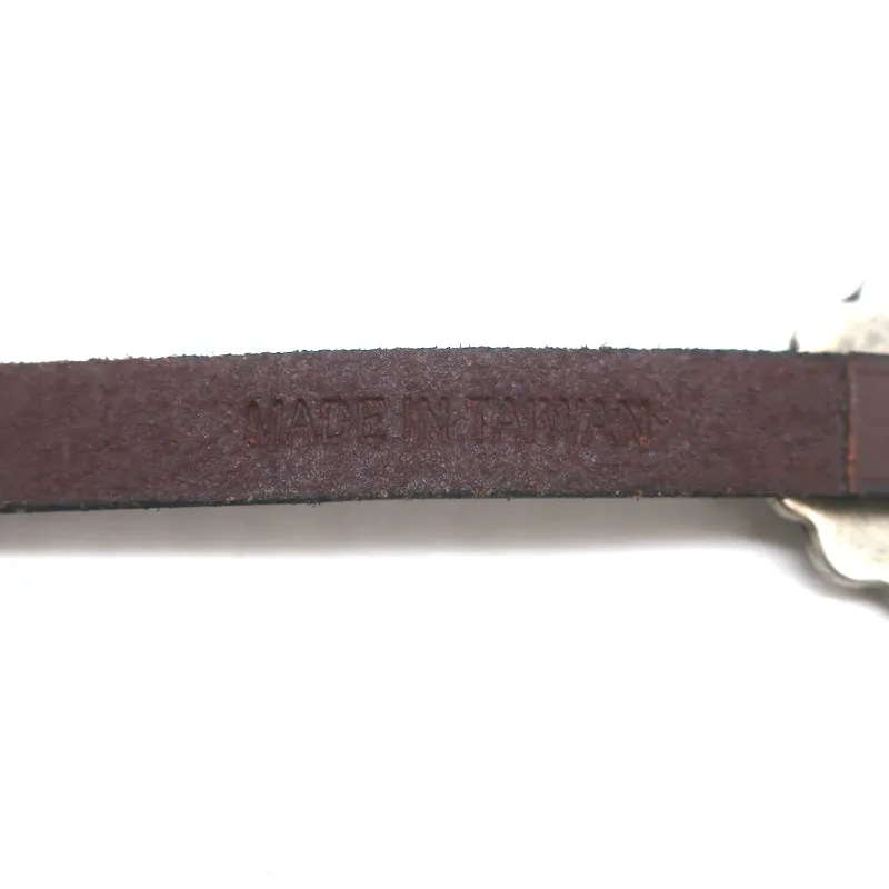 Lauren Ralph Lauren Concho Skinny Belt Brown Leather Size Medium