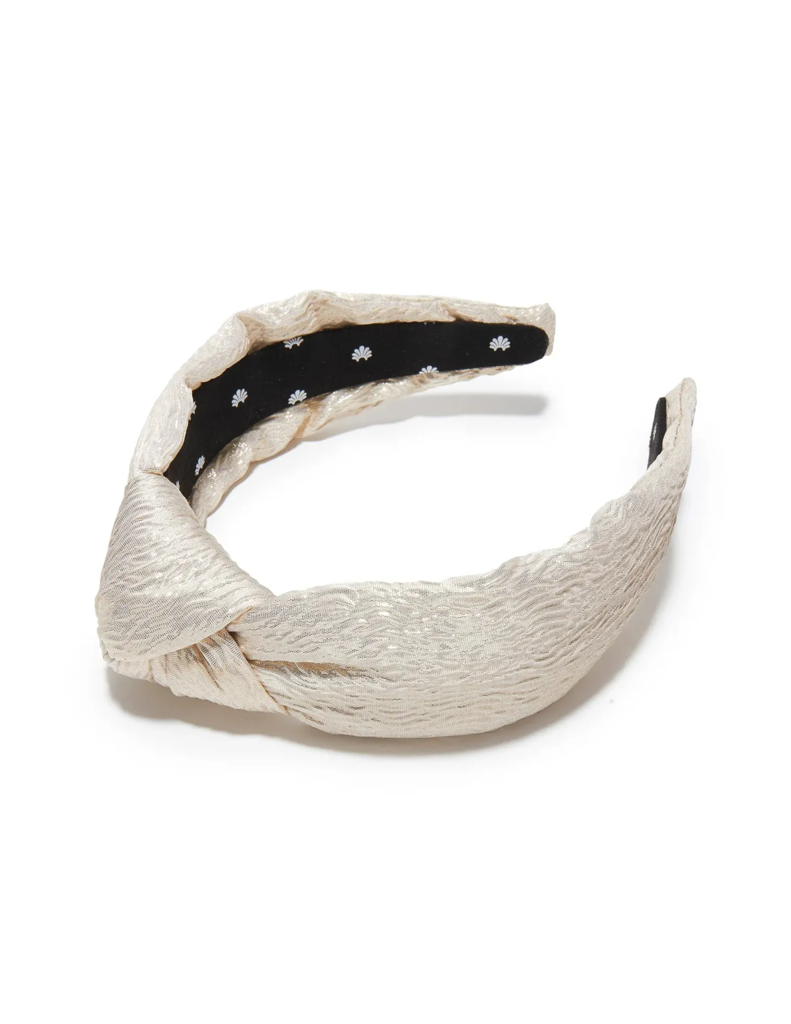 Lele Sadoughi Gold Wave Knotted Metallic Brocade Headband