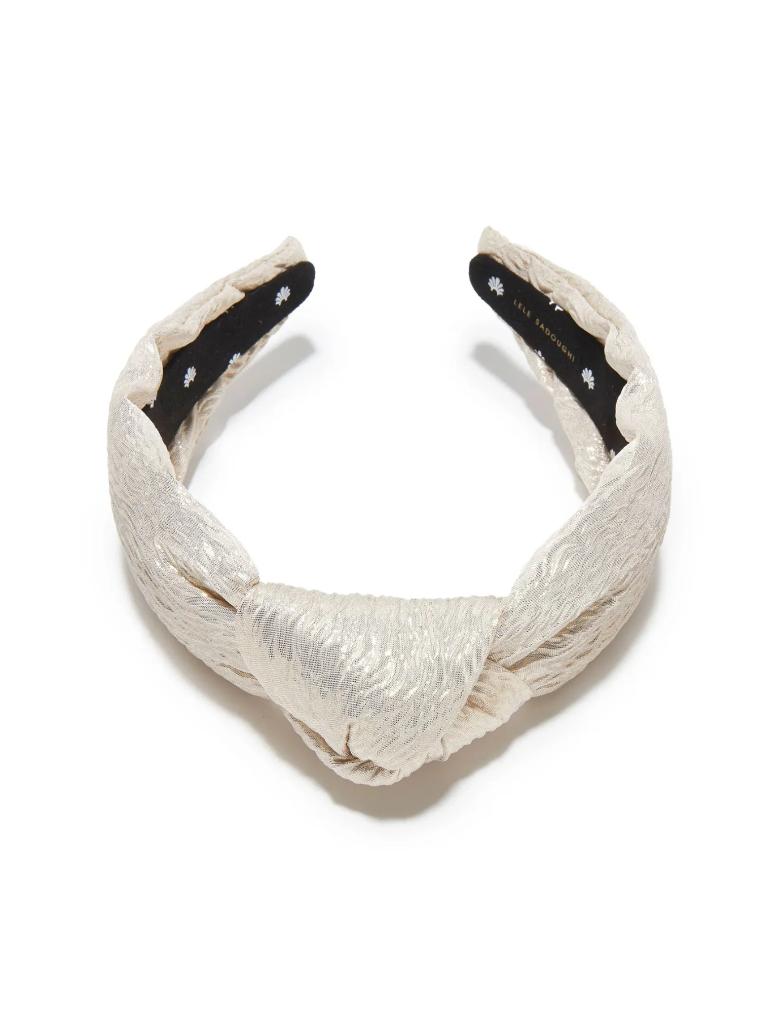 Lele Sadoughi Gold Wave Knotted Metallic Brocade Headband