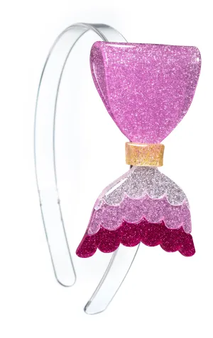 Lilies & Roses Mermaid Tail Bow Headband-Pink