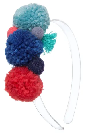 Lilies & Roses Multi Pom Pom Headband-Coral