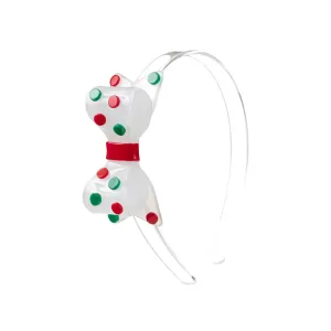 Lilies & Roses Red & Green Polka Dot Fat Bow Headband