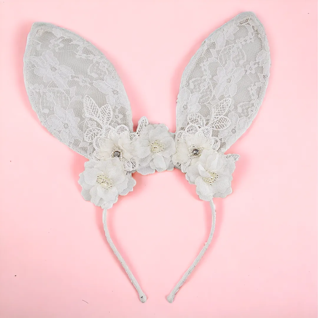Lily Designer Girls Lace Rabbit Ears Headband