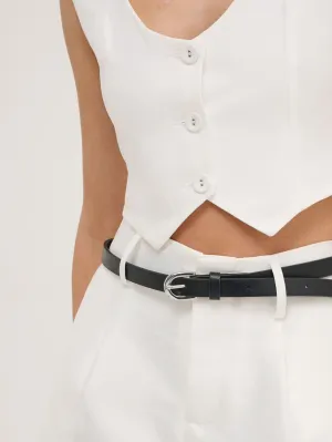 Lomance Skinny Belt in Black/Silver
