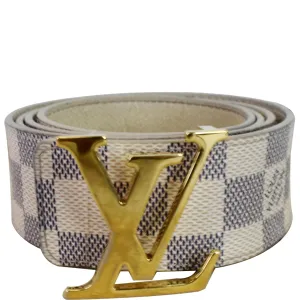 LOUIS VUITTON Damier Azur LV Initiales Belt White