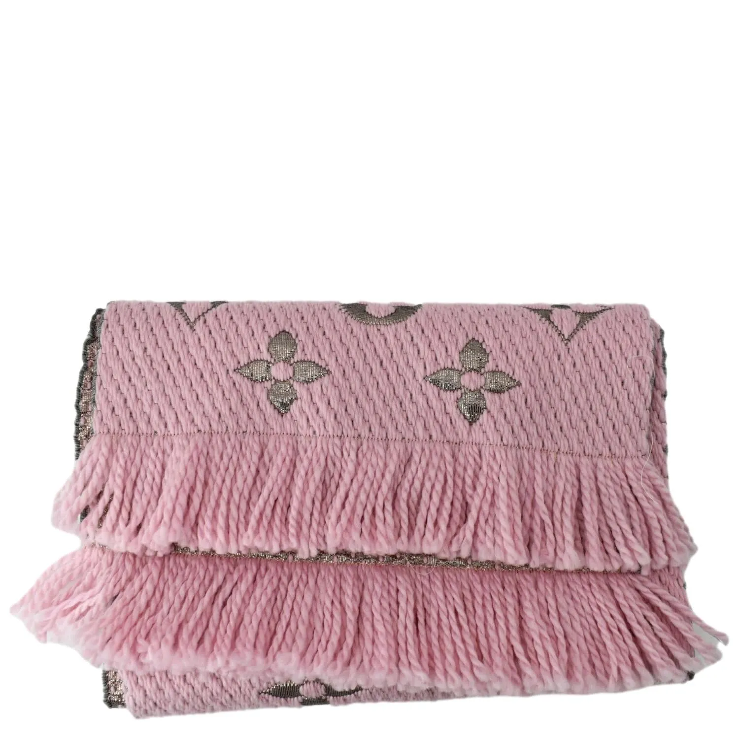 LOUIS VUITTON Logomania Pink Wool Silk Scarf