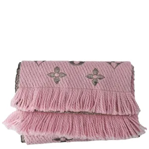 LOUIS VUITTON Logomania Pink Wool Silk Scarf