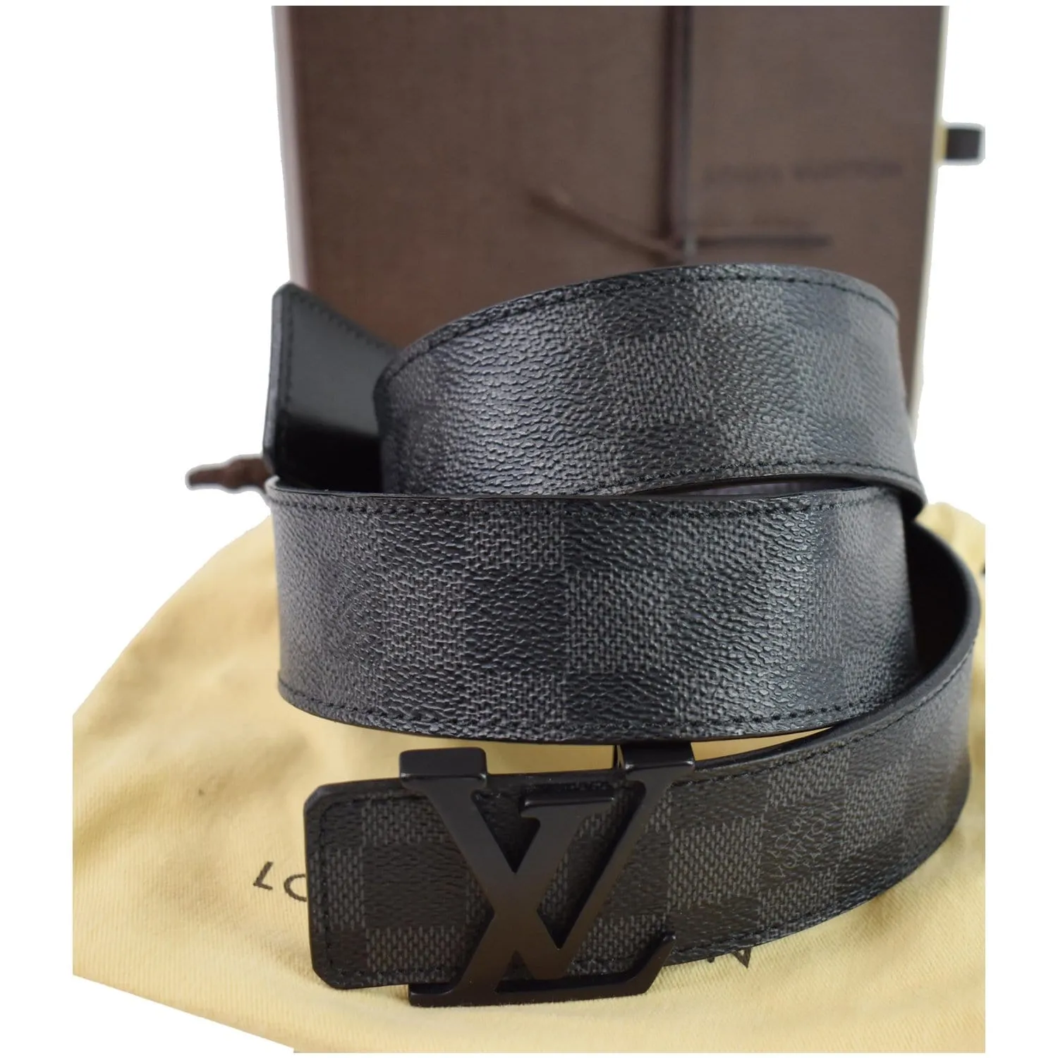 LOUIS VUITTON LV Initiales Damier Graphite Belt Black