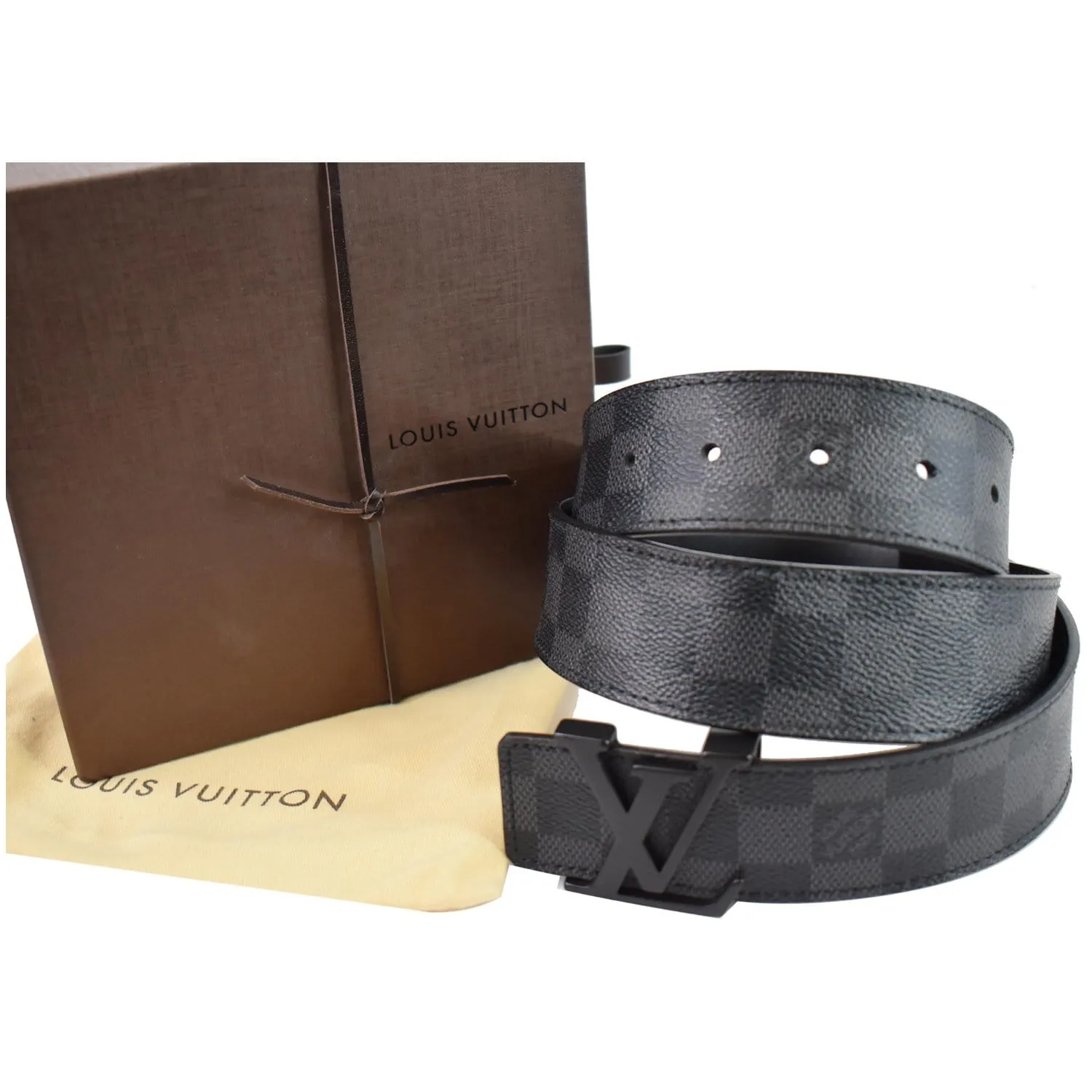LOUIS VUITTON LV Initiales Damier Graphite Belt Black