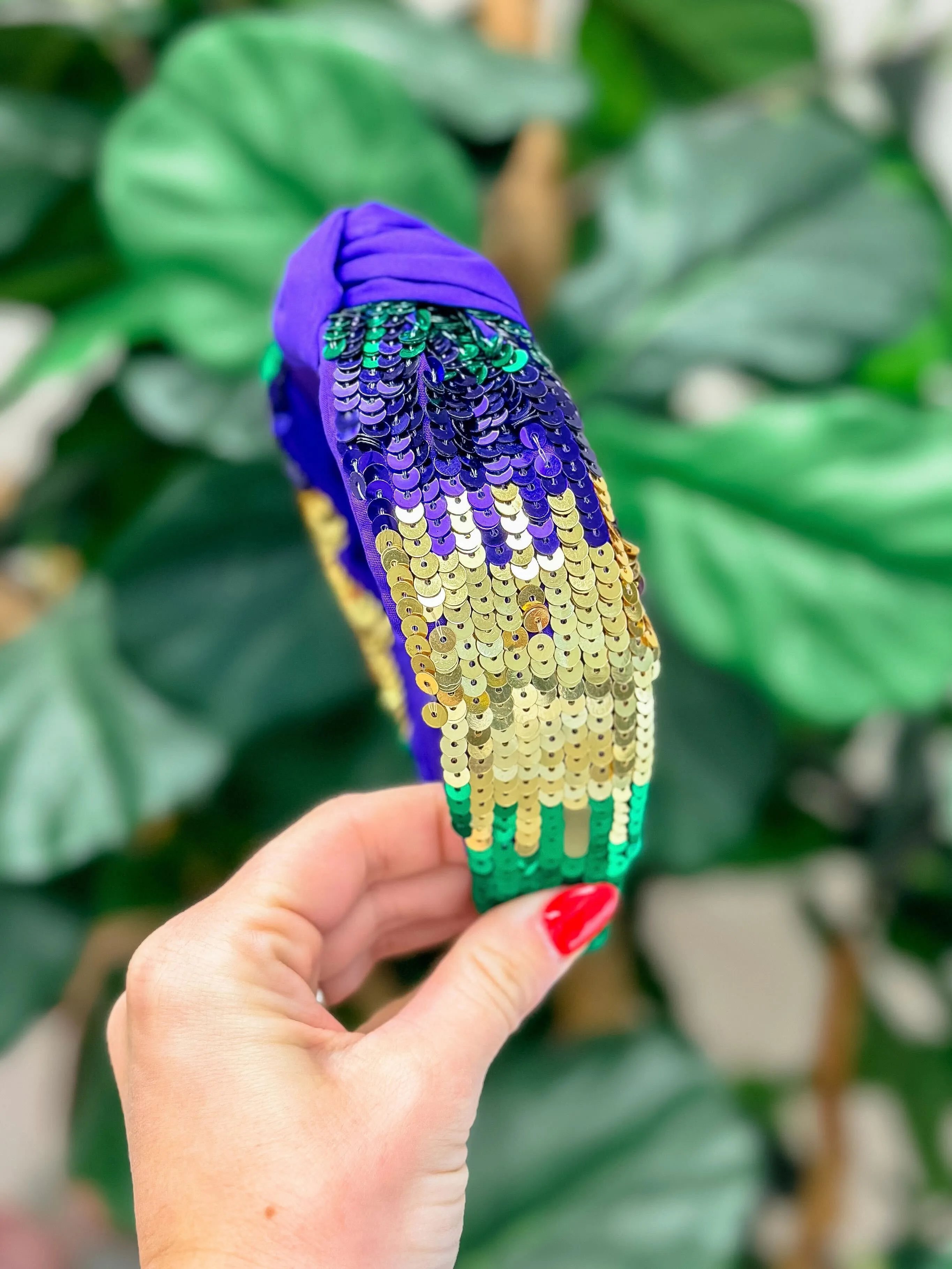 Mardi Gras Color Block Sequin Embellished Headband