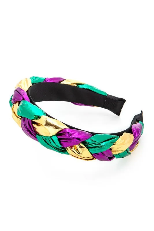 Mardi Gras Metallic Braided Headband