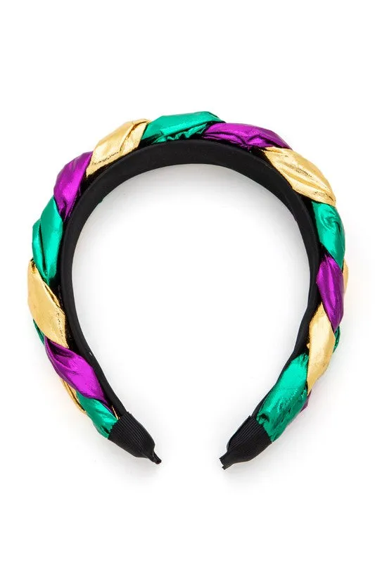 Mardi Gras Metallic Braided Headband