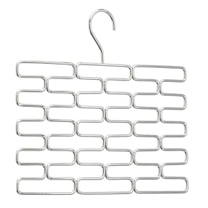 mDesign Metal Closet Over Rod Hanging Clothing and Accessory Organizer for Scarves, Wraps, Tights, Ties - Snag Free Design - 23 Sections, Modern Geometric Wire Design - 2 Pack - Chrome