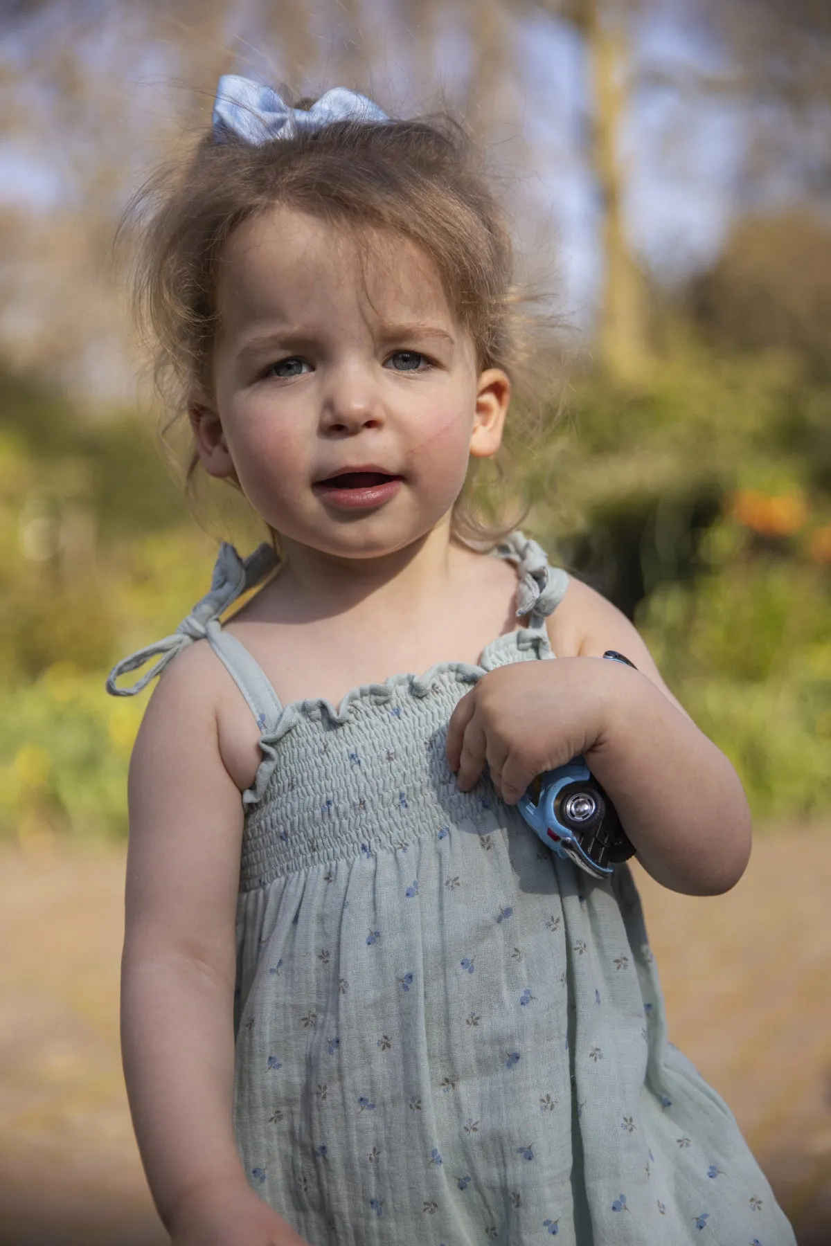 Medium Bow Hair Tie French Blue