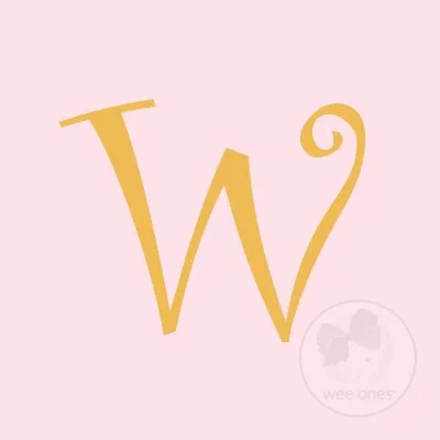 Medium Light Pink w/Metallic Gold Initial Hair Bow on Clippie