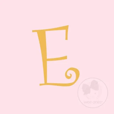 Medium Light Pink w/Metallic Gold Initial Hair Bow on Clippie