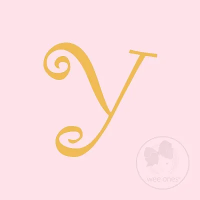 Medium Light Pink w/Metallic Gold Initial Hair Bow on Clippie