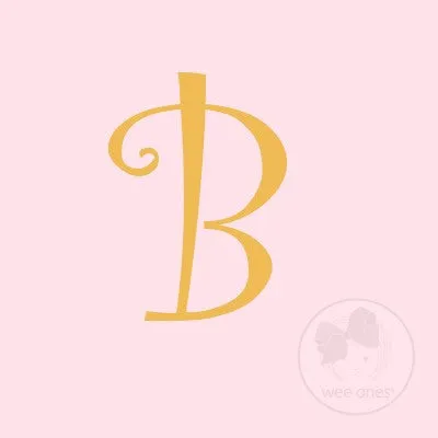 Medium Light Pink w/Metallic Gold Initial Hair Bow on Clippie