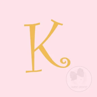 Medium Light Pink w/Metallic Gold Initial Hair Bow on Clippie