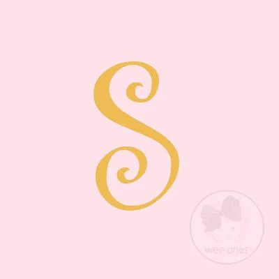Medium Light Pink w/Metallic Gold Initial Hair Bow on Clippie