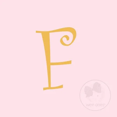 Medium Light Pink w/Metallic Gold Initial Hair Bow on Clippie