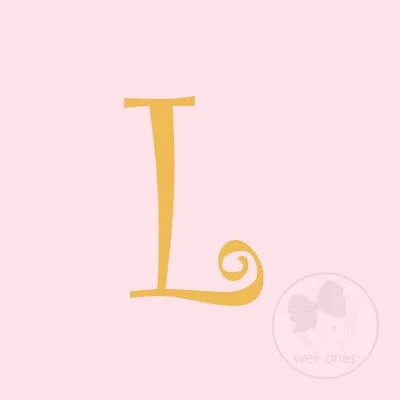 Medium Light Pink w/Metallic Gold Initial Hair Bow on Clippie