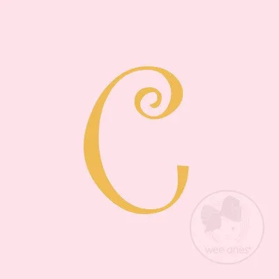 Medium Light Pink w/Metallic Gold Initial Hair Bow on Clippie