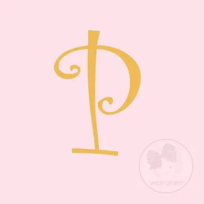 Medium Light Pink w/Metallic Gold Initial Hair Bow on Clippie