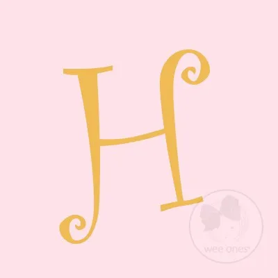 Medium Light Pink w/Metallic Gold Initial Hair Bow on Clippie