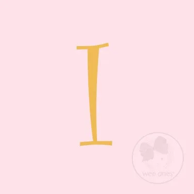 Medium Light Pink w/Metallic Gold Initial Hair Bow on Clippie