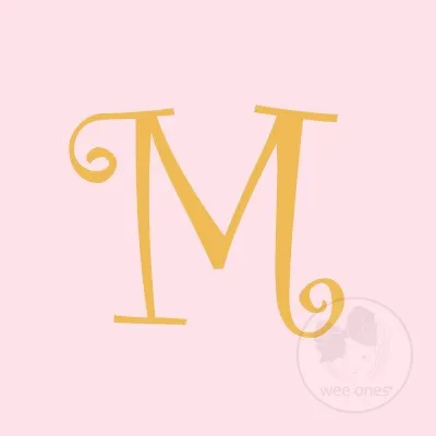 Medium Light Pink w/Metallic Gold Initial Hair Bow on Clippie