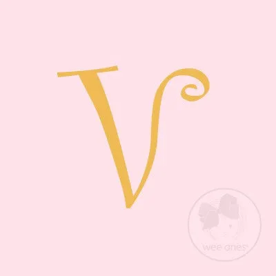 Medium Light Pink w/Metallic Gold Initial Hair Bow on Clippie
