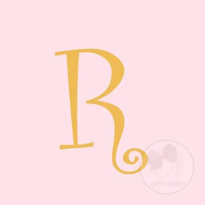 Medium Light Pink w/Metallic Gold Initial Hair Bow on Clippie