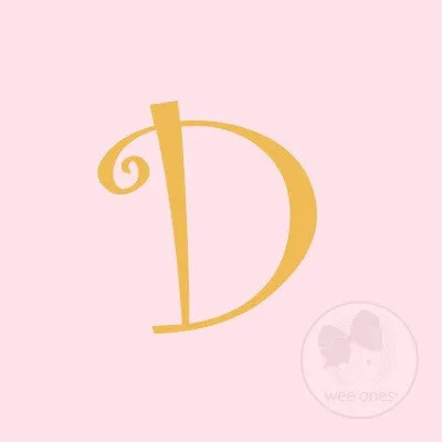 Medium Light Pink w/Metallic Gold Initial Hair Bow on Clippie