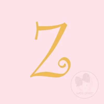 Medium Light Pink w/Metallic Gold Initial Hair Bow on Clippie
