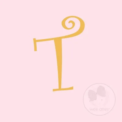 Medium Light Pink w/Metallic Gold Initial Hair Bow on Clippie