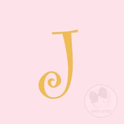 Medium Light Pink w/Metallic Gold Initial Hair Bow on Clippie