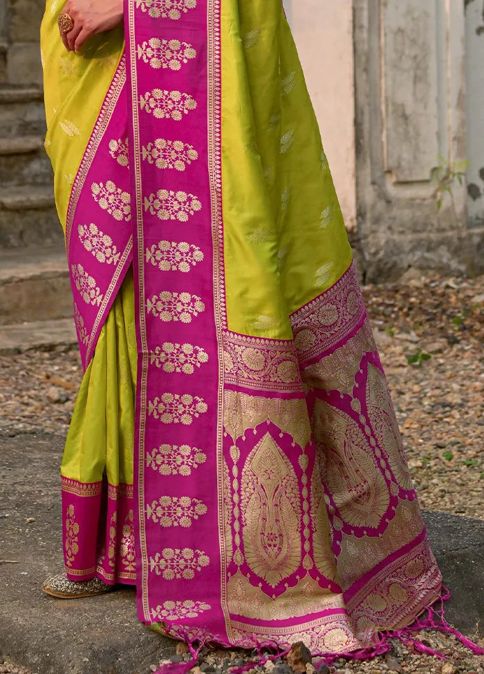 Mehendi Spun Silk Saree With Blouse Piece