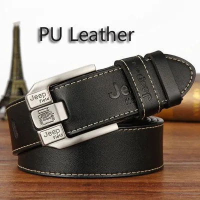 Men Genuine Leather Belt Luxury Brand Alloy Metal Pin Buckle Designer Belts Waist Strap Male for Jeans Design Cintos Masculinos