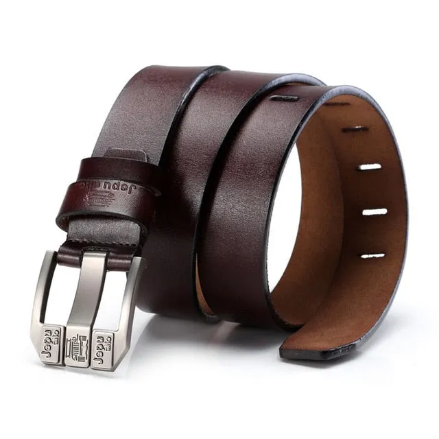 Men Genuine Leather Belt Luxury Brand Alloy Metal Pin Buckle Designer Belts Waist Strap Male for Jeans Design Cintos Masculinos