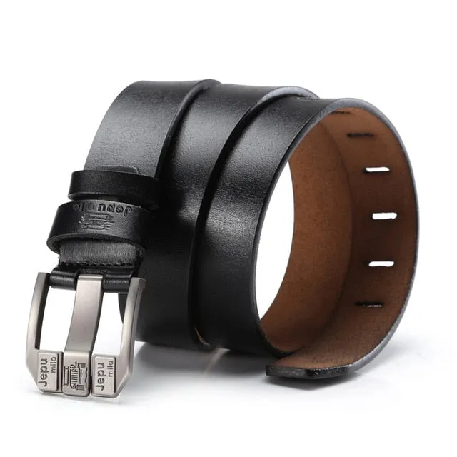 Men Genuine Leather Belt Luxury Brand Alloy Metal Pin Buckle Designer Belts Waist Strap Male for Jeans Design Cintos Masculinos