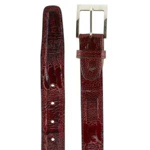 Mens Belvedere Ostrich Leg Dress Belt in Dark Burgundy