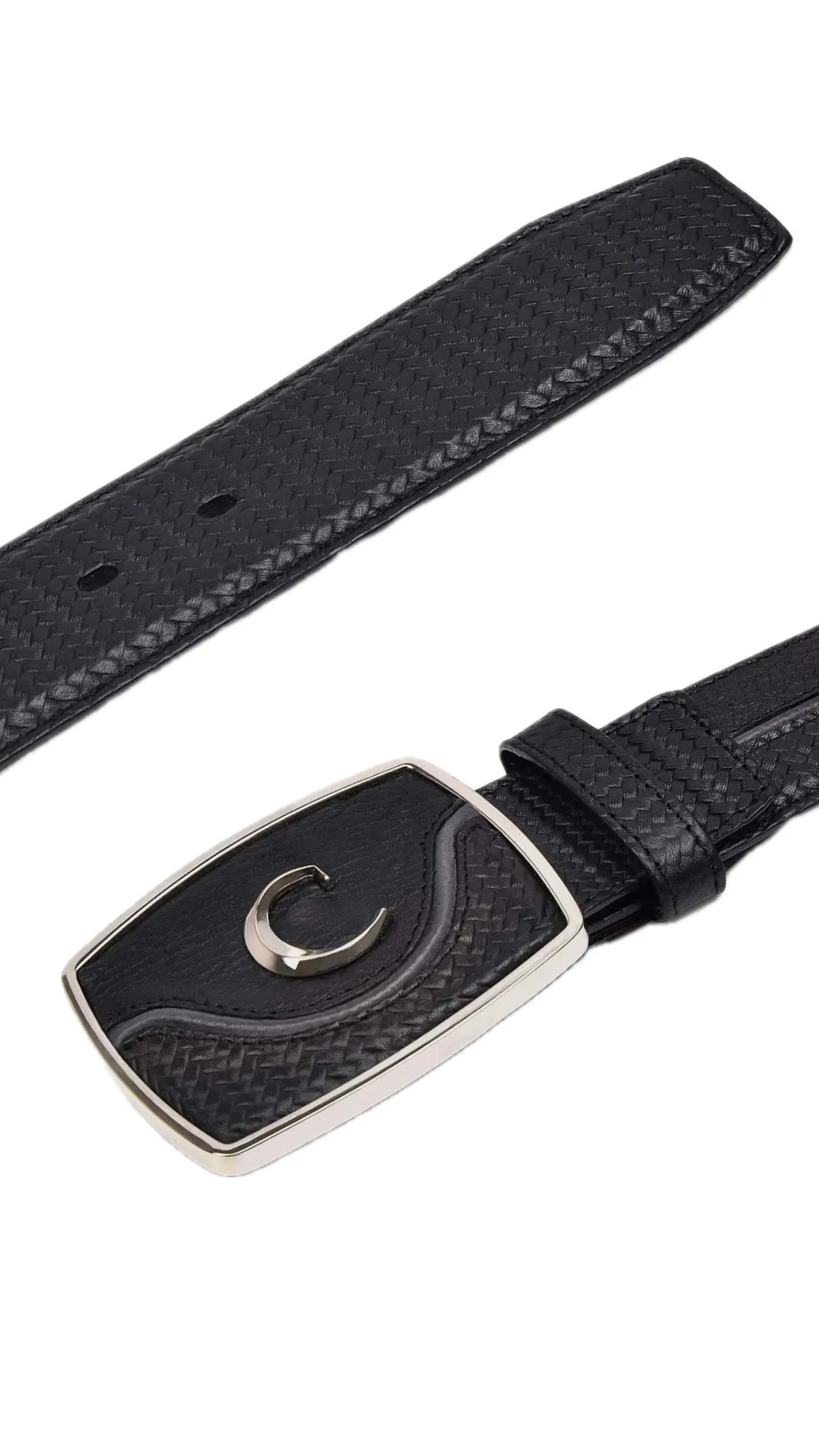 Men’s Cuadra Engraved Black Leather Western Belt