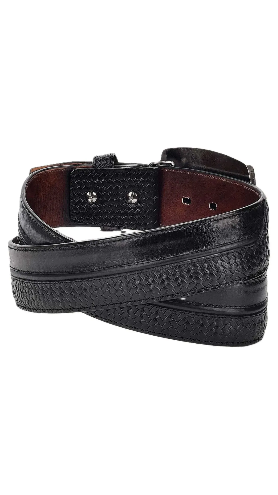 Men’s Cuadra Engraved Black Leather Western Belt