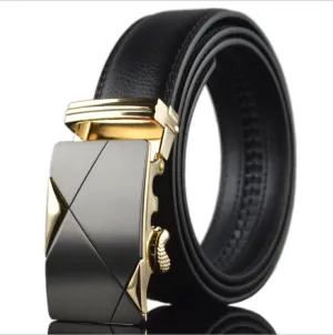 Men's Genuine Leather Smart Ratchet Automatic Belt Perfect Fit No holes! Black
