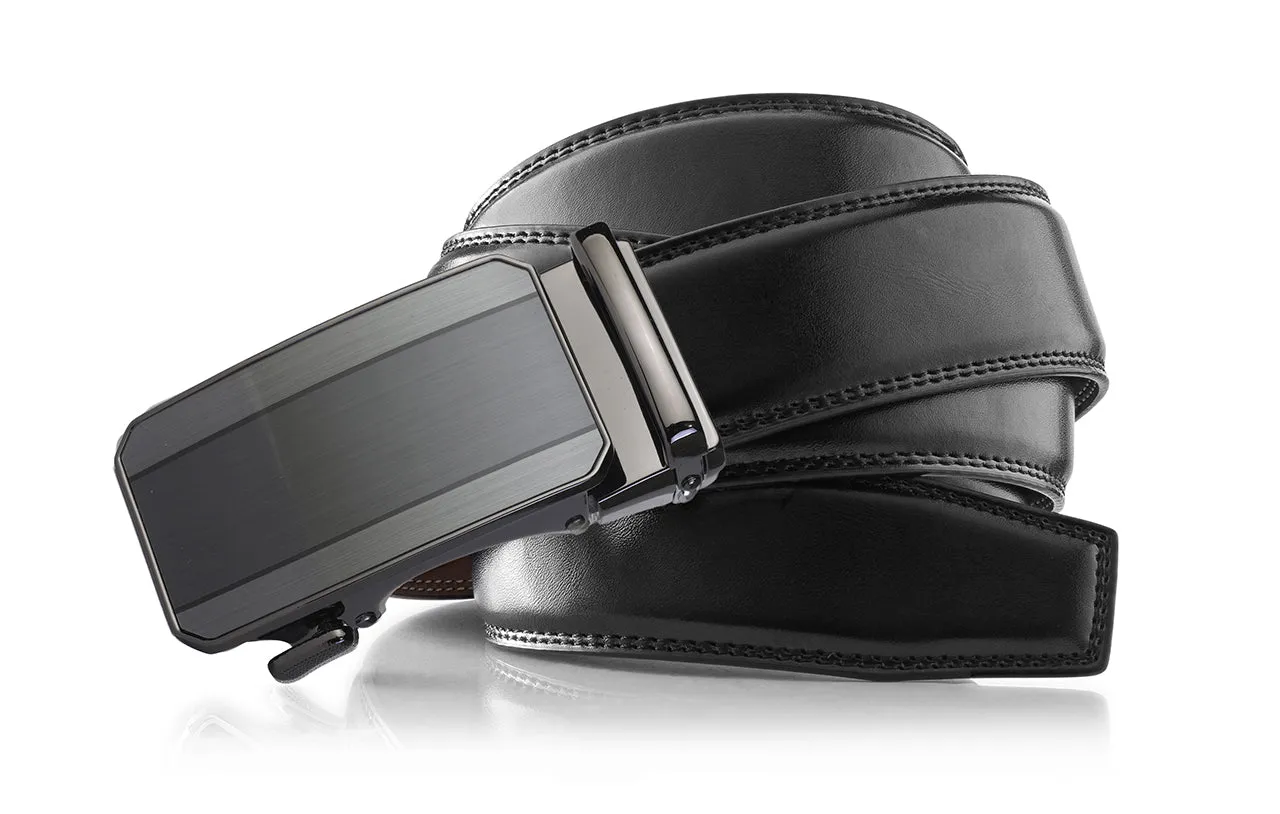 Men's Roxoni Ultra Soft Geniune Leather Rachet Rectangular Prism Dress Belt