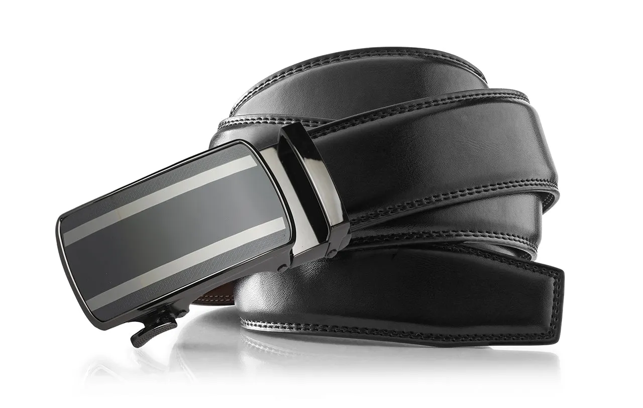 Men's Roxoni Ultra Soft Geniune Leather Rachet Rectangular Prism Dress Belt