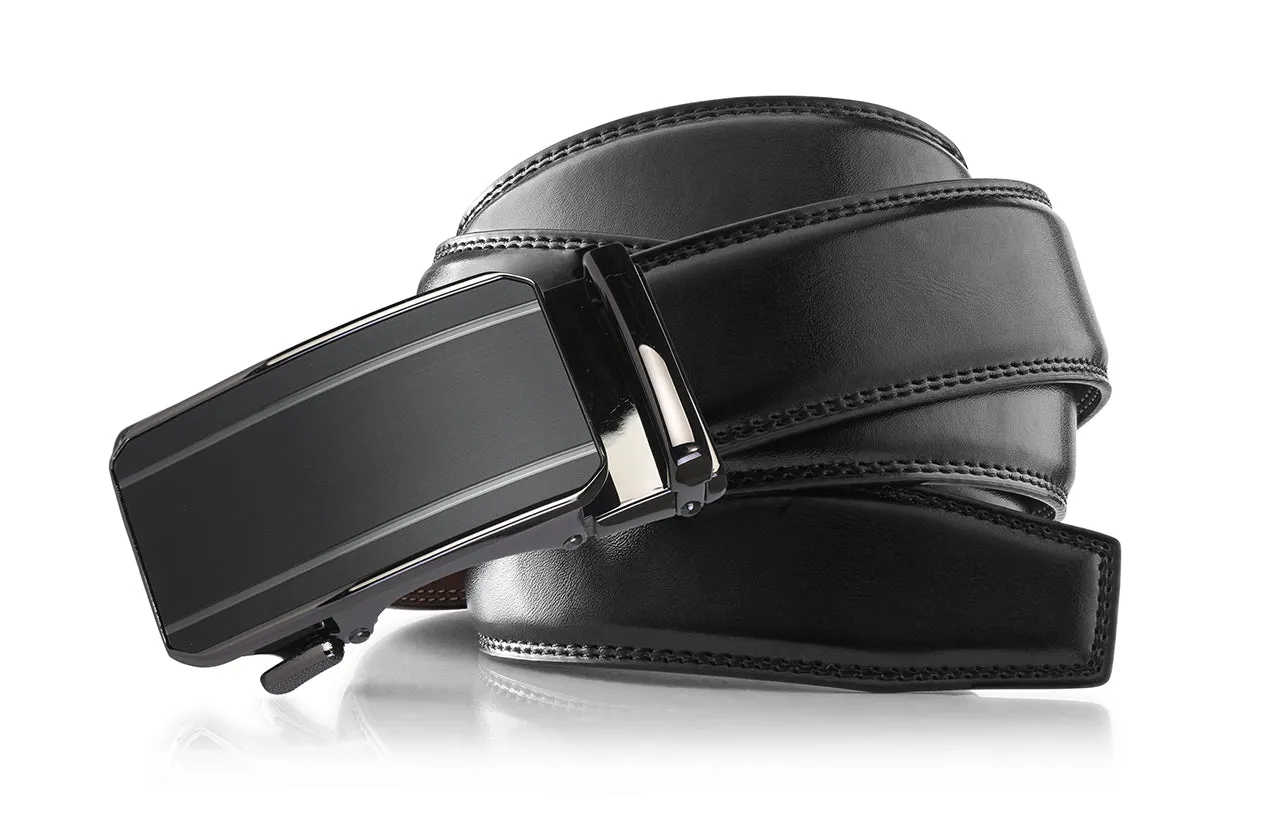 Men's Roxoni Ultra Soft Geniune Leather Rachet Rectangular Prism Dress Belt
