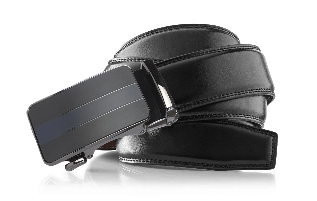 Men's Roxoni Ultra Soft Geniune Leather Rachet Rectangular Prism Dress Belt