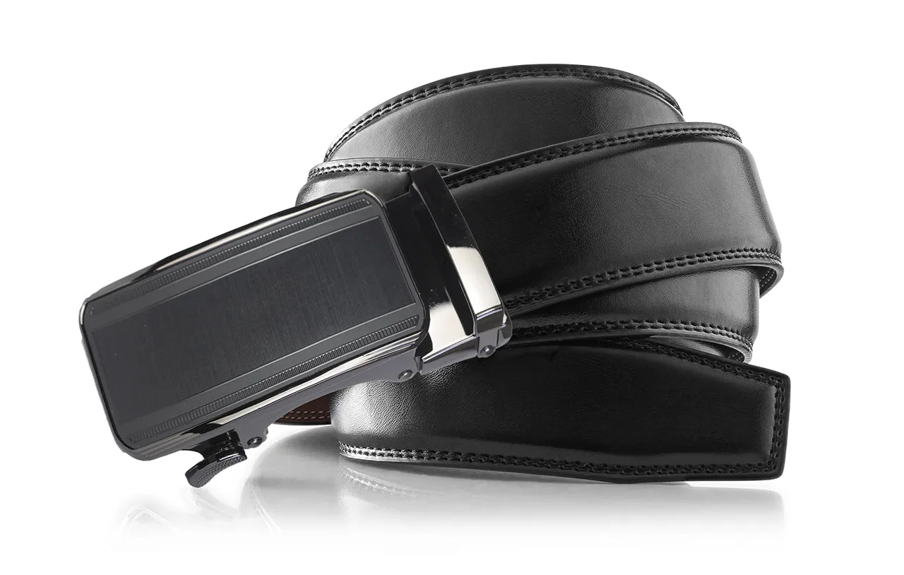 Men's Roxoni Ultra Soft Geniune Leather Rachet Rectangular Prism Dress Belt